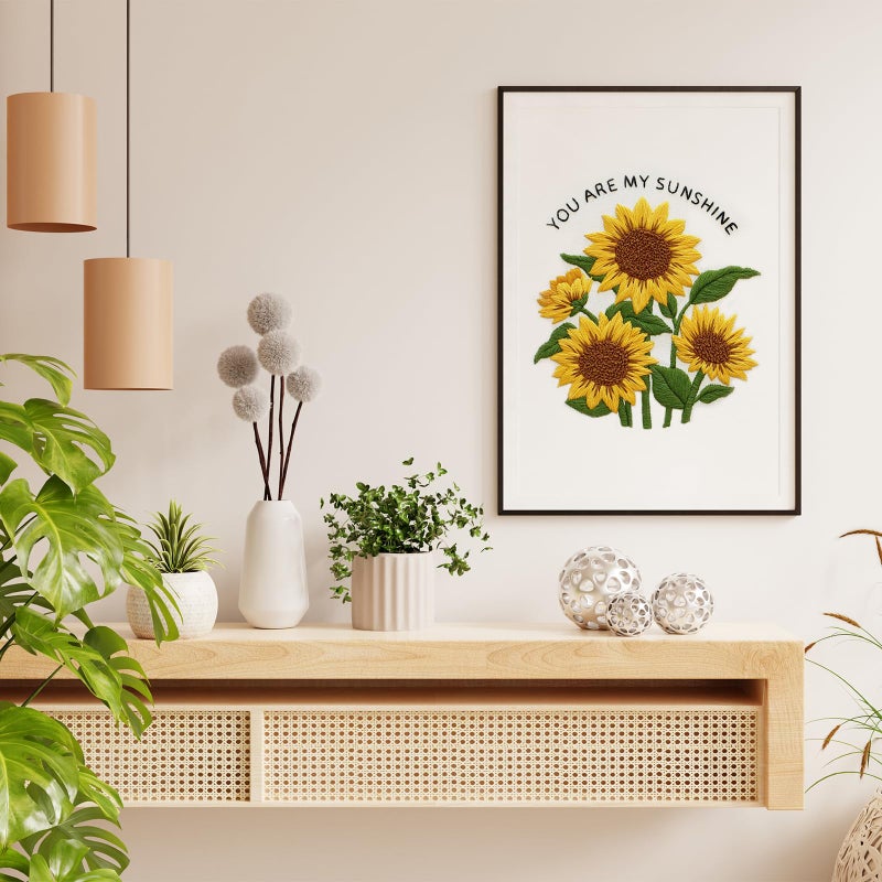 Nuberlic Sunflower Embroidery Kit for Beginners -Adults Starter Cross Stitch Kit DIY Needlepoint with Hoop, Pre-Printed Fabric, Threads & Step-by-Step Guide - Image 3
