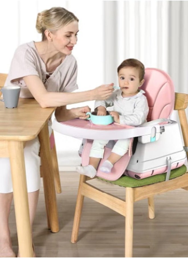 Generic 3 in 1 Baby High Chair, Portable Baby Chair with Dining Tray, Baby Adjustable Convertible Chairs for Babies and Toddlers, Multifunctional Portable Adjustable Junior High Chair With Tray And Safety Seat Belt , for 6 Months To 5 Years Old Baby/Infant/Toddlers,Baby Highchair For Eating ,Compact/Light Weight/Portable/Easy to Clean,  for  6 Months Babies and Toddlers  - Image 3