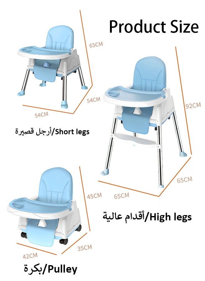 Generic 3 in 1 Baby High Chair, Portable Baby Chair with Dining Tray, Baby Adjustable Convertible Chairs for Babies and Toddlers, Multifunctional Portable Adjustable Junior High Chair With Tray And Safety Seat Belt , for 6 Months To 5 Years Old Baby/Infant/Toddlers,Baby Highchair For Eating ,Compact/Light Weight/Portable/Easy to Clean,  for  6 Months Babies and Toddlers  - Image 2