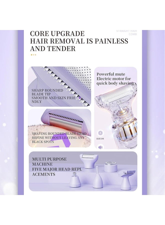 5 in 1 Electric Shaver for Women Rechargeable USB Hair Remover with LED Display for Face Arms Underarms Bikini Back and Legs Unisex - Image 5