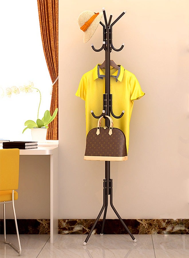 Falpro Multi-Functional Metal Clothes Rack, 12 Hooks Hall Tree Coat Hanger Holder Home Enterway Tree Clothes Storage Stand for Coat, Hat, Clothes, Scarves, Handbags, Umbrella (Black) 172x43x43cm - Image 1
