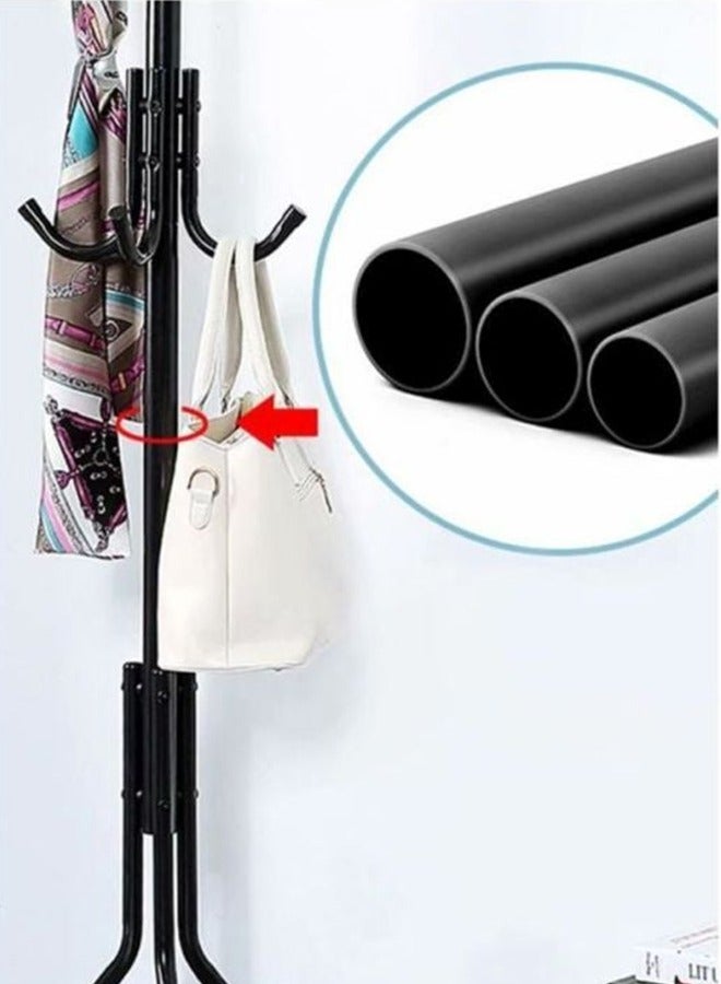 Falpro Multi-Functional Metal Clothes Rack, 12 Hooks Hall Tree Coat Hanger Holder Home Enterway Tree Clothes Storage Stand for Coat, Hat, Clothes, Scarves, Handbags, Umbrella (Black) 172x43x43cm - Image 3