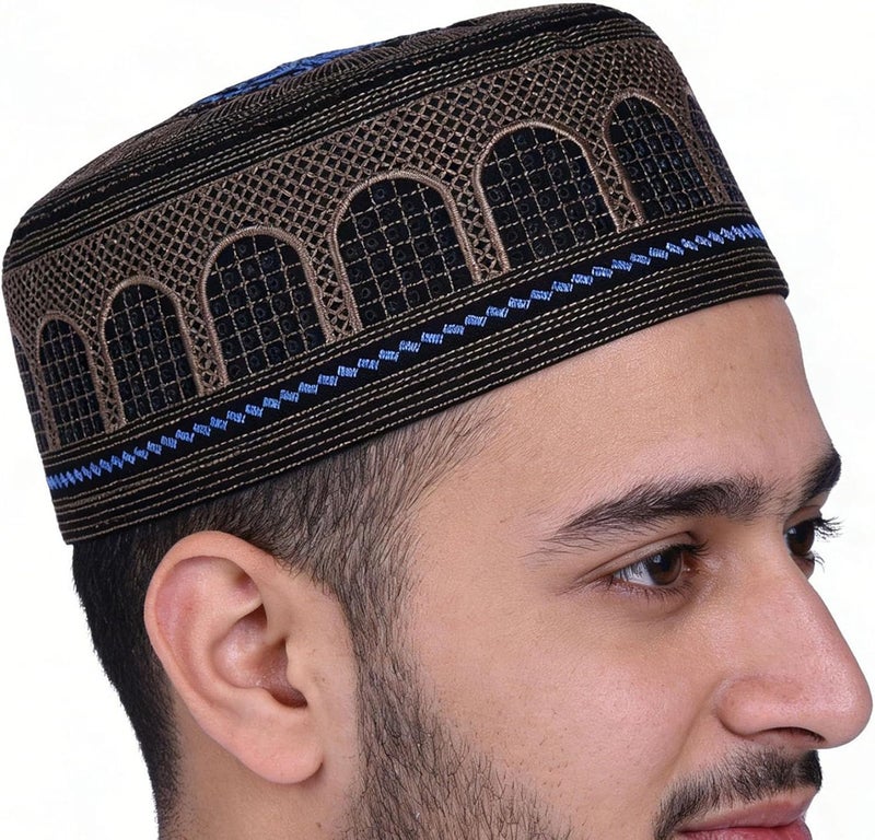 Multipurpose Embroidered Cultural Headwear Ideal for Adults and Lightweight Muslims Headpiece Stylish Muslims Cap Arabic Hat Black - Image 5