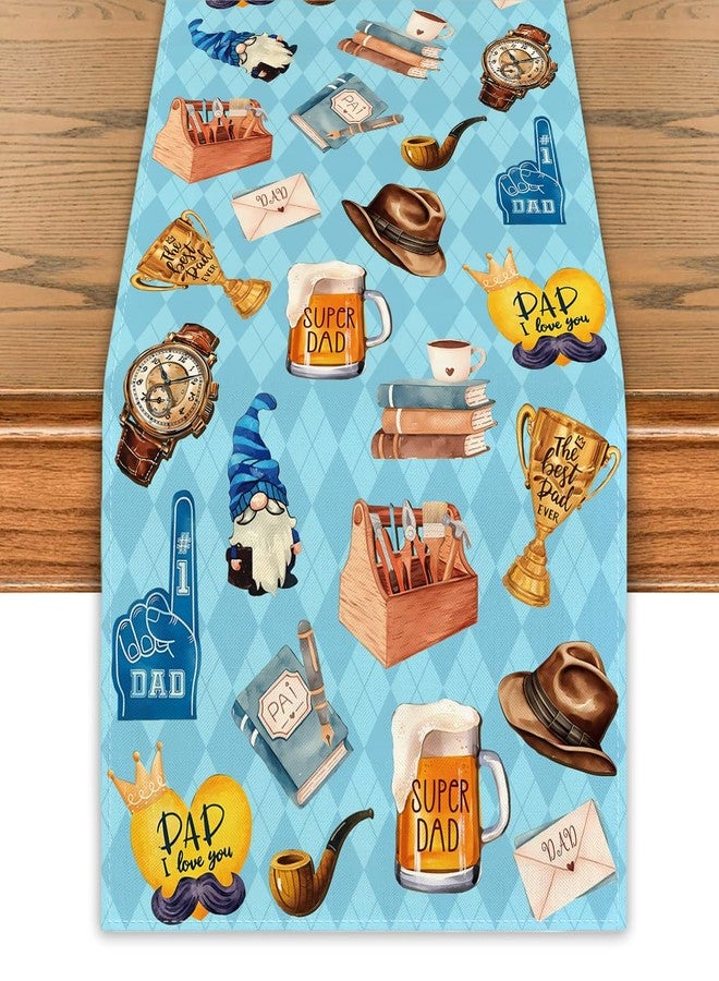Yarcooly Fathers Day Table Runner Happy Father’s Day Table Cover Best Dad Fathers Day Decorations and Supplies for Party - Image 1