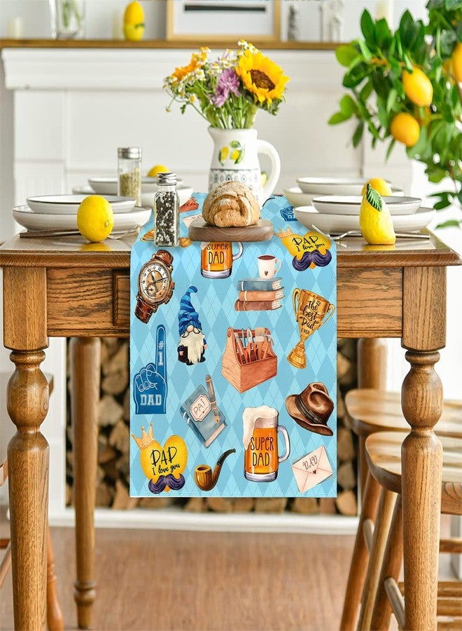 Yarcooly Fathers Day Table Runner Happy Father’s Day Table Cover Best Dad Fathers Day Decorations and Supplies for Party - Image 3