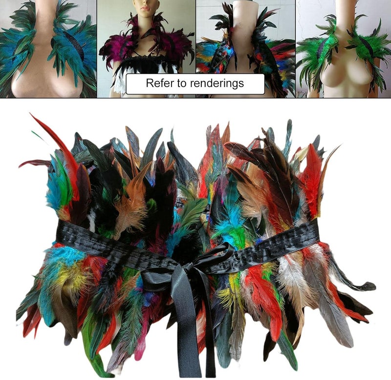 klarako Faux Feather Shrug Capes Plume Gothic Feather Tops Raven wing Witch Black Swan for Cosplay Parties Women Costume Halloween Aldult - Image 2