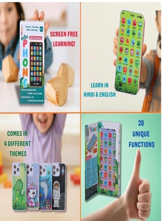 Educational Phone Type-C Rechargeable Musical Toy 28 Functions, Alphabet, Numbers, Varnmala, Animal Sounds, Nursery Rhymes in English & Hindi for Age 2 Years to 10 Years - Image 3