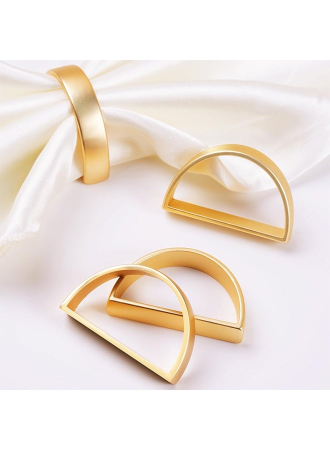 Peachjoy طقم حلقات المناديل الذهبية من 12، حلقات معدنية ذهبية على شكل نصف دائرة، حلقات مناديل لعيد الشكر وعيد الميلاد، حلقات مناديل لتزيين طاولة العشاء، الزفاف، الحفلات، - Image 2