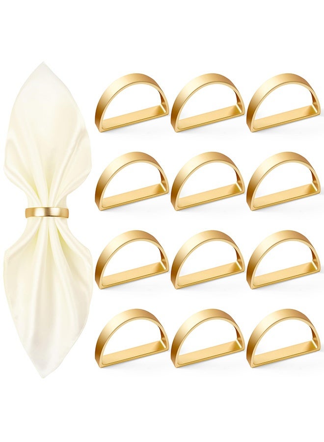 Peachjoy طقم حلقات المناديل الذهبية من 12، حلقات معدنية ذهبية على شكل نصف دائرة، حلقات مناديل لعيد الشكر وعيد الميلاد، حلقات مناديل لتزيين طاولة العشاء، الزفاف، الحفلات، - Image 1