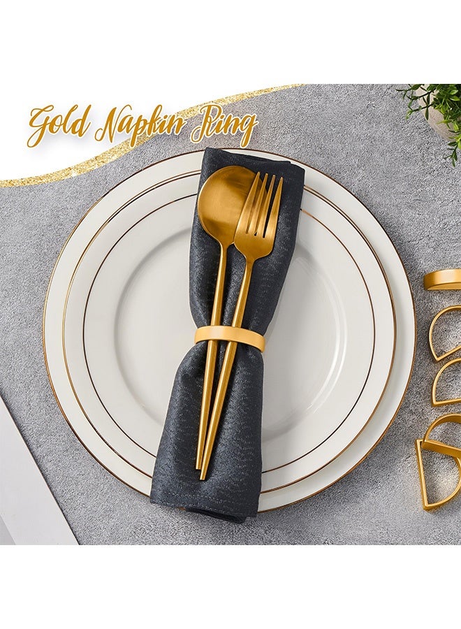 Peachjoy طقم حلقات المناديل الذهبية من 12، حلقات معدنية ذهبية على شكل نصف دائرة، حلقات مناديل لعيد الشكر وعيد الميلاد، حلقات مناديل لتزيين طاولة العشاء، الزفاف، الحفلات، - Image 5