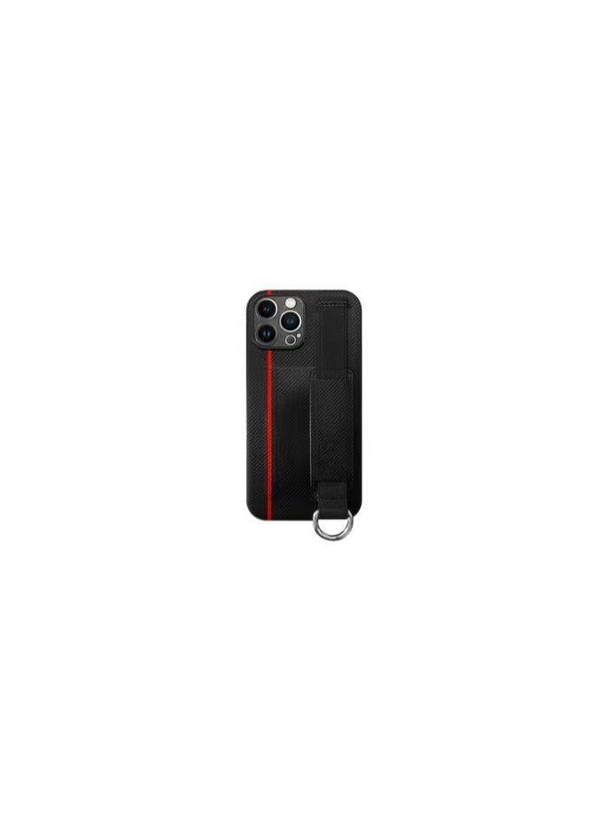 CATANES iPhone 13 Pro Case Cover with Hand Strap Finger Grip Loop and Card Holder Slot Black  - Image 1