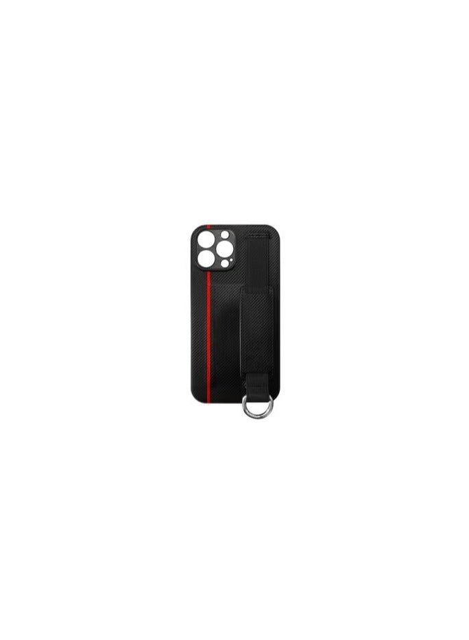 CATANES iPhone 13 Pro Case Cover with Hand Strap Finger Grip Loop and Card Holder Slot Black  - Image 2