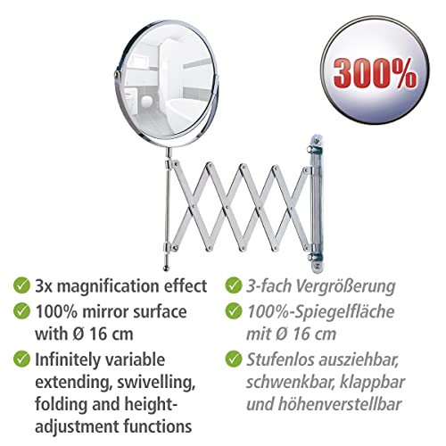 WENKO Cosmetic Mirror Wall Mounted Telescopic Chrome - Image 2