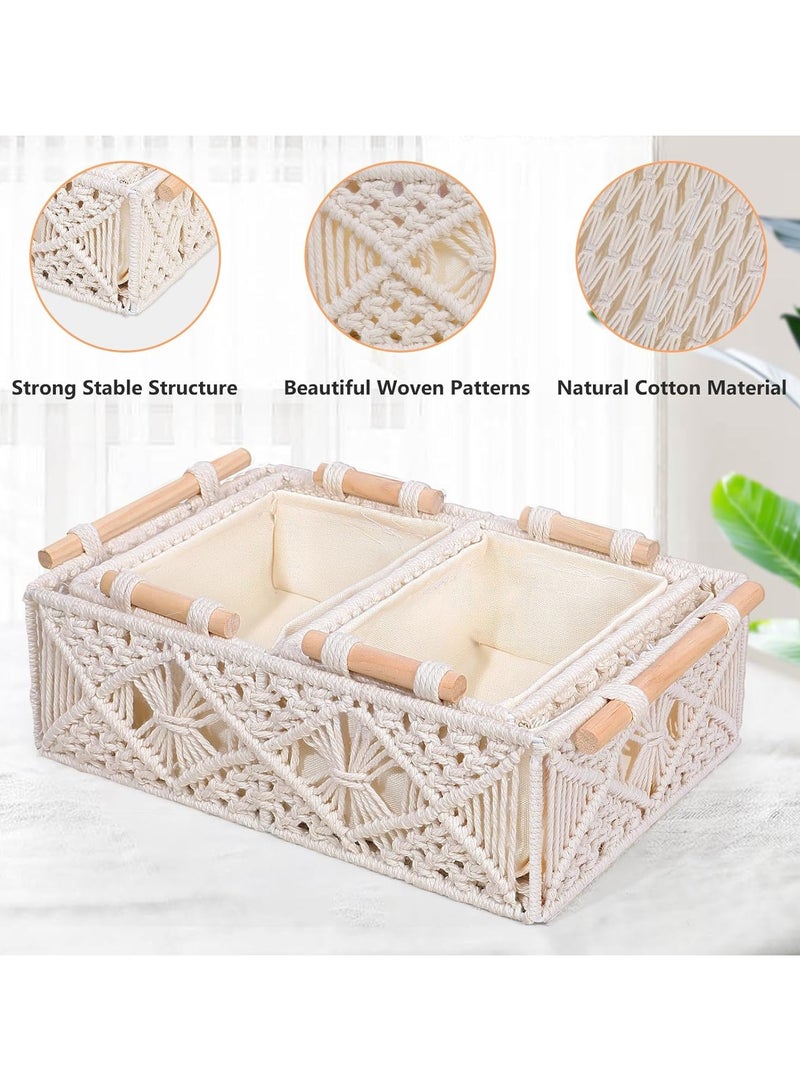 انتيكيانو 3 علبة تخزين بتصميم مكرمية -منظم بوهيمي منسوج يدويا - Image 3