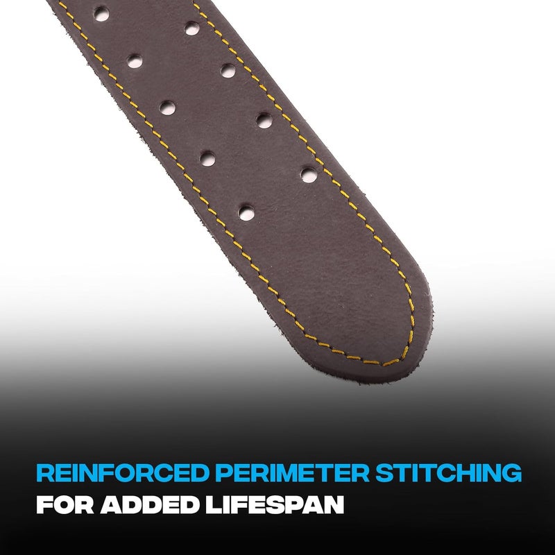 Ox Pro Small/Medium 3" Wide Full Grain Leather Tool Belt with Double Stitched Construction Belt with Rivets - 27" to 38" Belt Length - -P263301 - Image 4