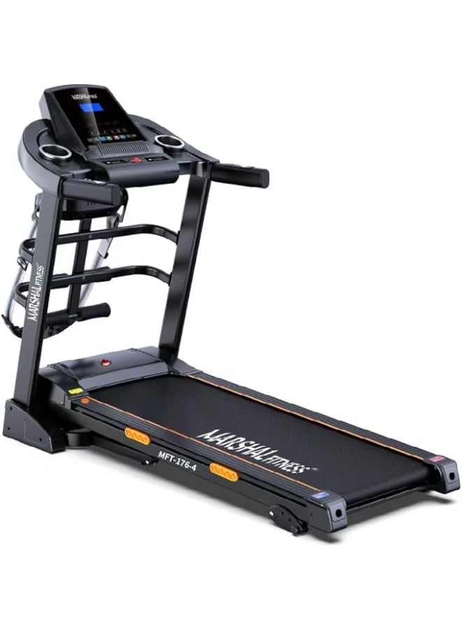 Marshal Fitness MFT-176-4 Foldable Walking Pad Treadmill 3.0HP | Manual 3-Level Incline | Bluetooth Treadmill with Dumbbells & Twister Disc | Compact Home Workout Machine - Image 1