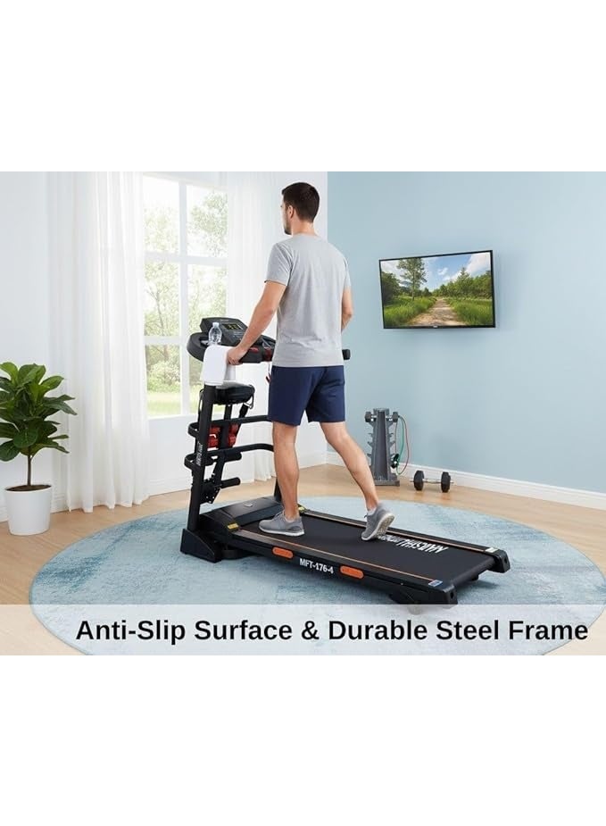 Marshal Fitness MFT-176-4 Foldable Walking Pad Treadmill 3.0HP | Manual 3-Level Incline | Bluetooth Treadmill with Dumbbells & Twister Disc | Compact Home Workout Machine - Image 5