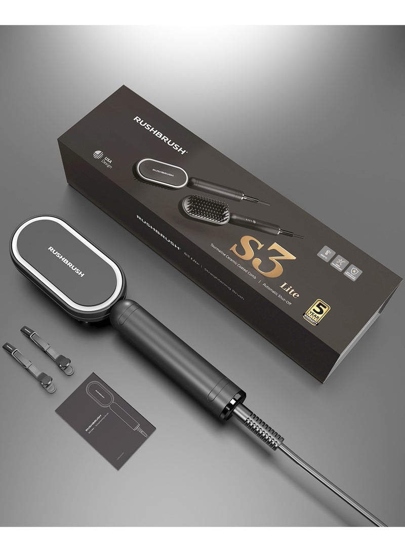 Rush Brush S3 Light Hair Straightener Brush - Black - Image 1