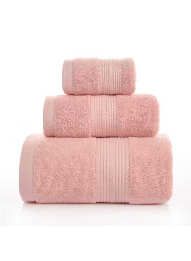 Gift Set Towel Plain Color Double Satin Full Cotton Three-piece Set Bath Towel Towel Household Soft Bathroom Kitchen Hand Towel