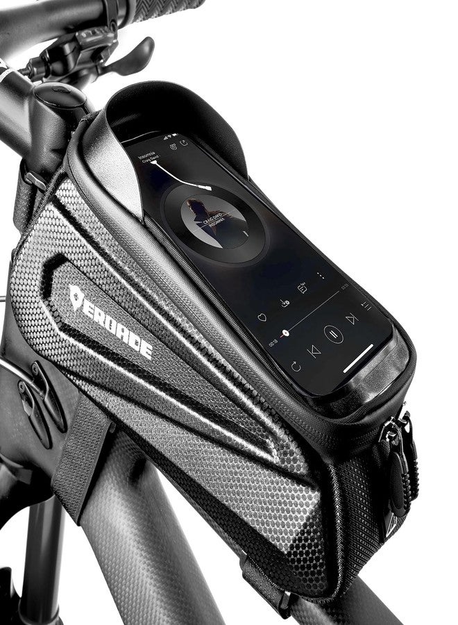 EROADE Bike Bag Top Tube Frame Bag,1.9L Hard Shell Waterproof Bike Phone Bag with Touch Screen,Cycling Pouch, Bike Accessories Compatible Phones Under 7" - Image 1