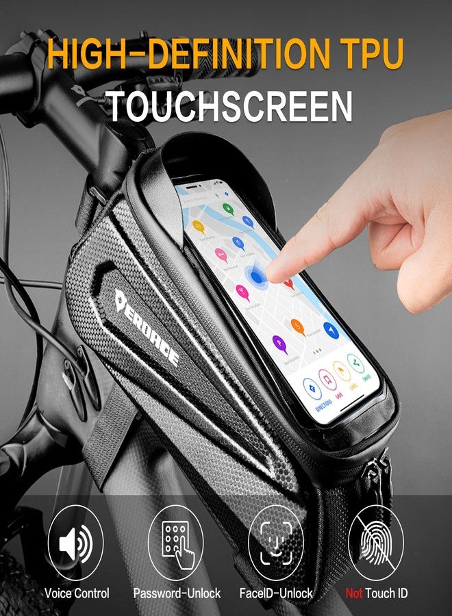EROADE Bike Bag Top Tube Frame Bag,1.9L Hard Shell Waterproof Bike Phone Bag with Touch Screen,Cycling Pouch, Bike Accessories Compatible Phones Under 7" - Image 3