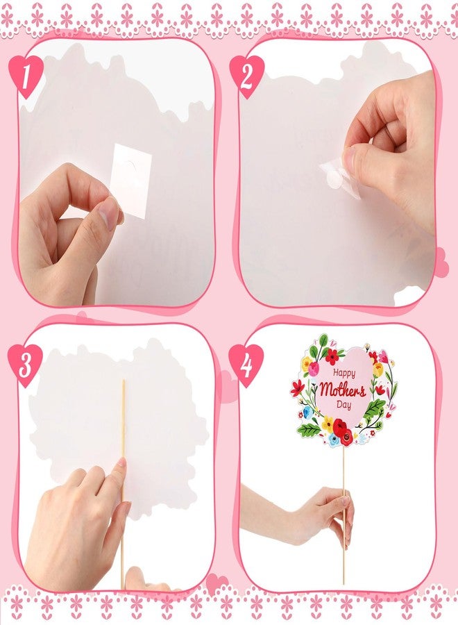 Rotatingpals 24 Pcs Happy Mother's Day Party Centerpiece Sticks Best Mom Love You Table Decorations Pink Flowers Table Toppers for Mother's Day Party Decoration Supplies Cake - Image 4