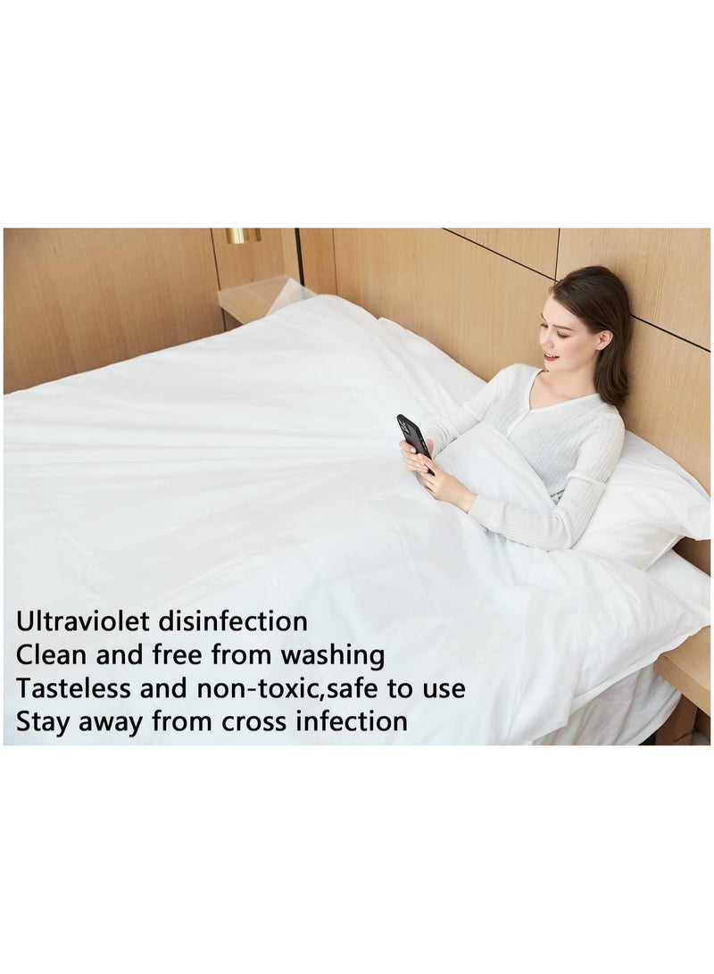 KASTWAVE طقمان من ملاءات السرير التي تستخدم لمرة واحدة وغطاء لحاف وغطاء وسادة للسفر، طقم ملاءات سرير محمول للاستخدام لمرة واحدة وجاهز للاستخدام (سفر مكون من 4 قطع مزدوجة) مجموعتان  - Image 5