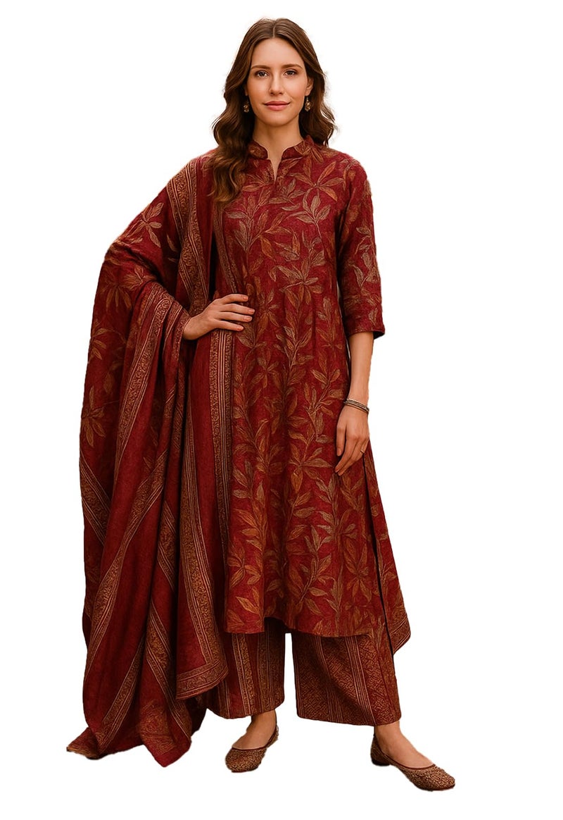 Yashika Women's Cotton Blend Printed Kurta with Pant & Dupatta| Kurta with Pants and Dupatta Set_AZ-YS-KS2125_CG2-L - Image 5
