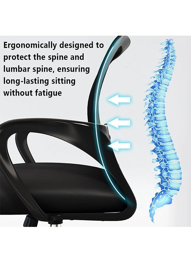 Ergonomic Home Office Chair Computer Chair with Ergonomic Armrests and Mesh Back with Wheels Mid Back Task Chair with Lumbar Support, Black