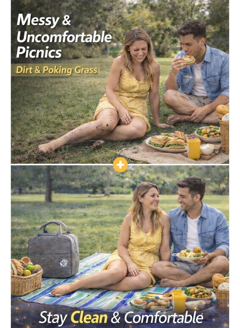 Large outdoor foldable waterproof picnic mat, moisture-proof and thick beach mat, portable for family outdoor camping, parks, and gardens, 200x150cm - Image 4
