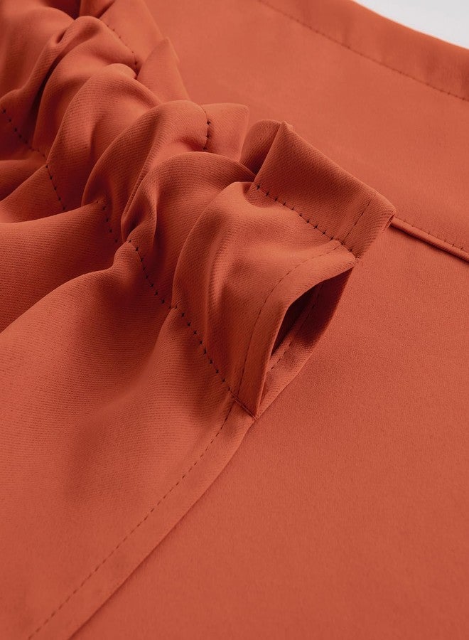 ميولي ستارة نافذة من MIULEE بلون تيراكوتا الخريفي، مناسبة لغرفة النوم والمطبخ والحمام وغرفة المعيشة، ستارة معتمة بجيب للعمود، معالجة عازلة للحرارة، لوحة واحدة، 52 × 18 بوصة، برتقالي محروق - Image 4