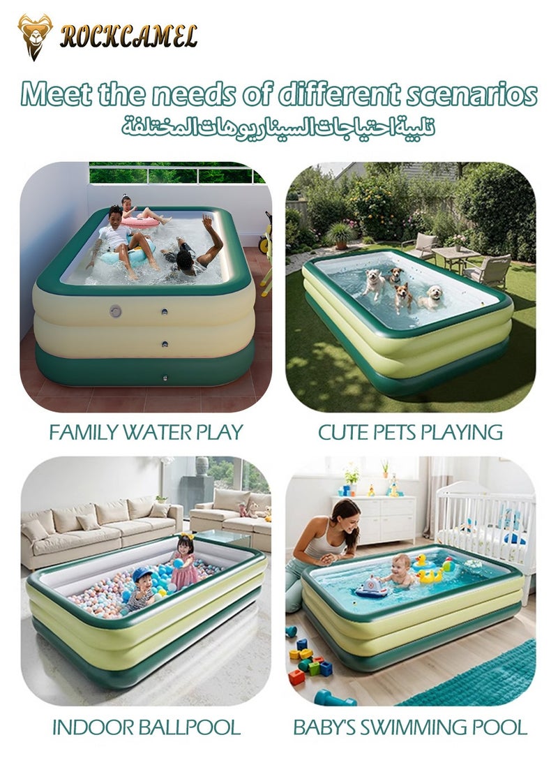 ROCKCAMEL Inflatable Swimming Pool 260*170*60cm, Fashionable Children's Swimming Pool, Made in Safe Material,Summer Water Party Family Paddling Pool, Suitable For Backyard Garden Outdoor 3-5 People  - Image 2