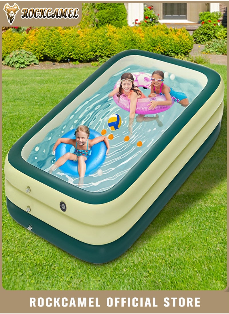 ROCKCAMEL Inflatable Swimming Pool 260*170*60cm, Fashionable Children's Swimming Pool, Made in Safe Material,Summer Water Party Family Paddling Pool, Suitable For Backyard Garden Outdoor 3-5 People  - Image 1