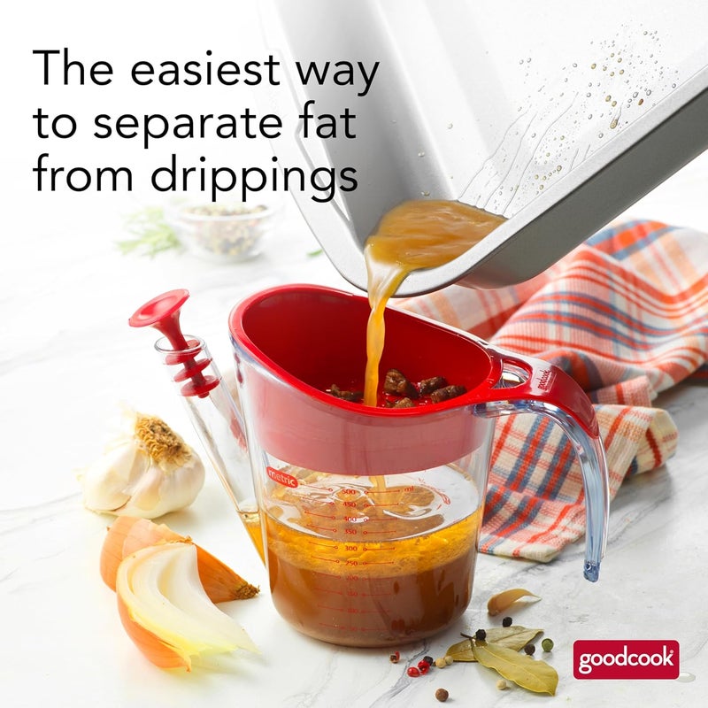 Good Cook Everyday Fat Separator for Cooking, 2-Cup Heat-Resistant Separator with Pour Spout, Bottom Release Fat Separator for BBQ and Gravy, Strainer and Silicone Stopper for Mess-Free Use - Image 2