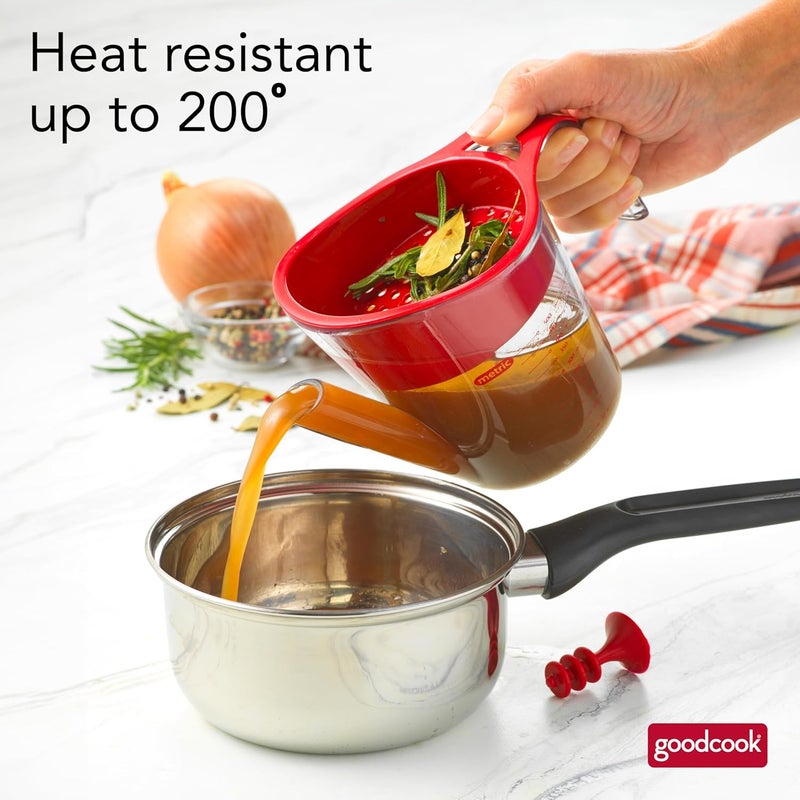 Good Cook Everyday Fat Separator for Cooking, 2-Cup Heat-Resistant Separator with Pour Spout, Bottom Release Fat Separator for BBQ and Gravy, Strainer and Silicone Stopper for Mess-Free Use - Image 4