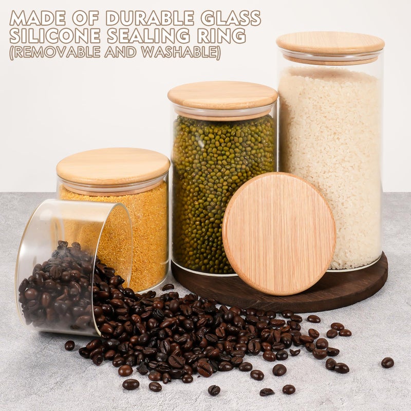 piconesper 2PCS Small Glass Storage Jars with Airtight Lids,11 fl oz (330ml) Cute Clear Storage container with bamboo Lid,Glass Pantry Canister for Beans, Rice,Sugar,Cookie Coffee(N-Clear-2PCS-11FL OZ/330ML) - Image 4