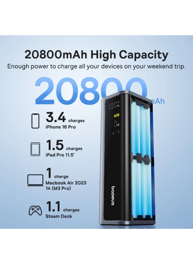 Baseus OS-Baseus EnerGeek GP12 Fast Charging Power Bank with Digital Display 20800mAh 145W Space Grey (Includes Type-C to Type-C Cable 1M 100W) space grey - Image 4