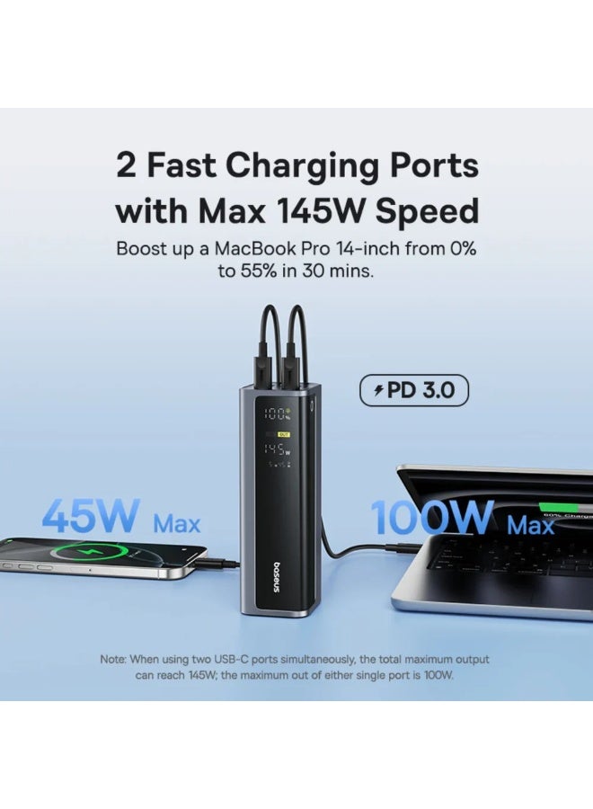 Baseus OS-Baseus EnerGeek GP12 Fast Charging Power Bank with Digital Display 20800mAh 145W Space Grey (Includes Type-C to Type-C Cable 1M 100W) space grey - Image 5