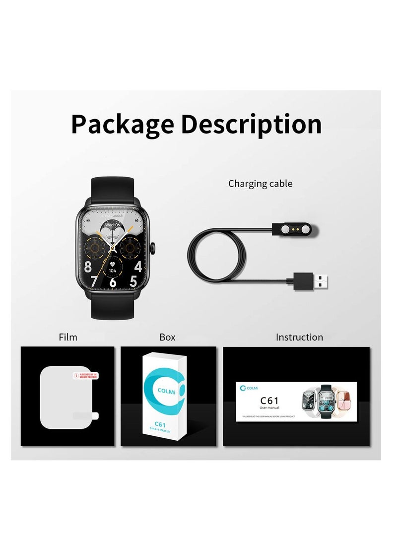 COLMI C61 Smart Watch For Men Women  Full Screen Bluetooth Calling Heart Rate Sleep Monitor 100+ Sport Models - Image 5