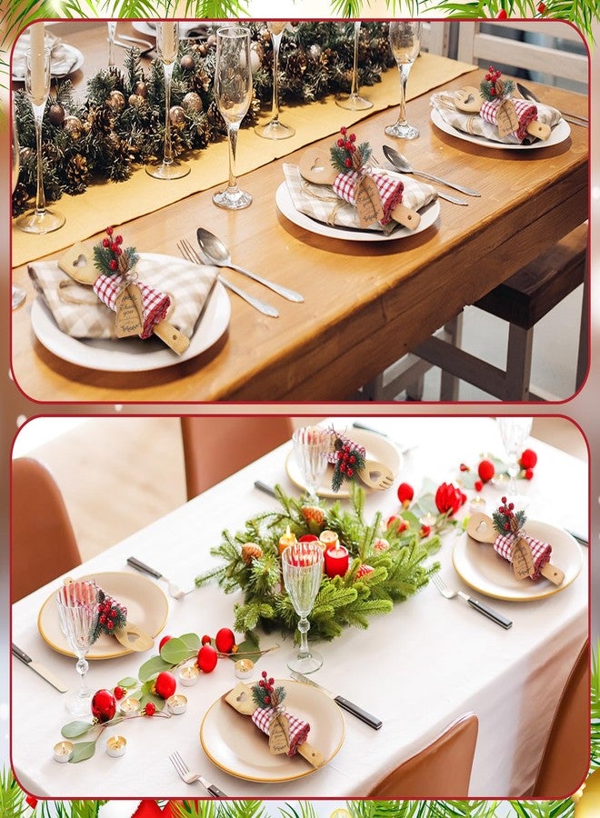 Funnymoom مجموعة أدوات مطبخ عيد الميلاد من Funnymoom، 24 قطعة، تتضمن ملاعق مسطحة، ملاعق من الخيزران مع أعواد صناعية، منشفة وافل، بطاقة شكر، أدوات طبخ للأم، هدية للعيد، زينة مطبخ (على شكل قلب). - Image 5