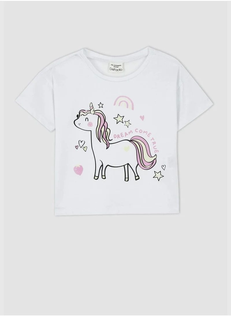 ديفاكتو Regular Fit Short Sleeve Unicorn Print T-Shirt