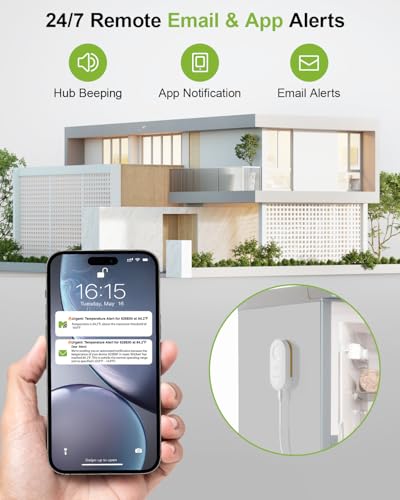 MOCREO WiFi Refrigerator Thermometer Remote Email App Alert 2 Years Data Export 1 Smart Temperature Sensor Frezzer Alarm with Digital Monitor Hub for Home Kitchen Fridge - Image 3