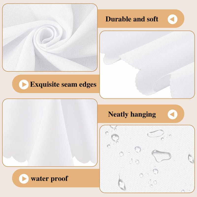 Oudain 2 Pcs Small Tablecloth Washable Fabric Folding TV Tray Table Cloth Polyester Solid Color Nightstand Cover for Bedside Table Side Outdoor Indoor (White,24 x 36 Inch,Lace Edge) - Image 4