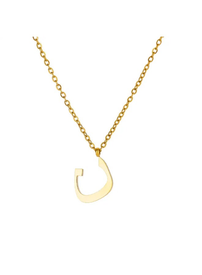 1PC Minimalist Personalized Arabic Letter Necklace – 18K Gold Plated Stainless Steel Chain, Tiny Arabic Alphabet Charm Jewelry Gift