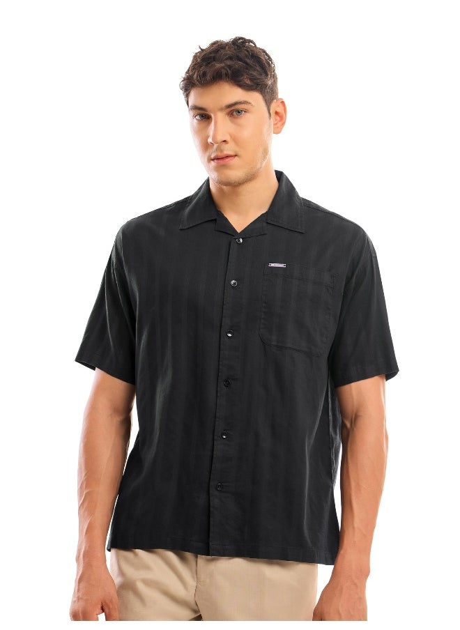 Beyoung - Black Half Sleeve Cuban Collar Shirt for Men - Image 1