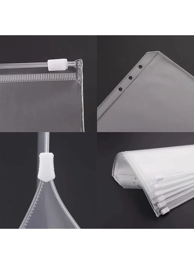 6 قطع جيوب حافظة من PVC الشفاف بحجم A6 بسحاب لتنظيم المدرسة والمكتب - Image 4