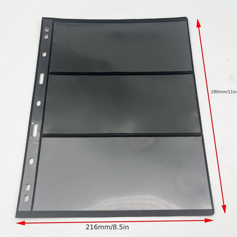 7 Lines 10 PCS Black Stamp Collecting Page Philatelic Protective Sheets Bag Plastic for Ring Binder - Image 2