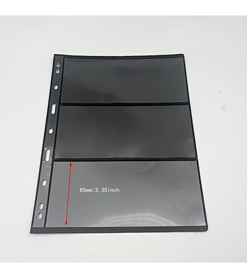 7 Lines 10 PCS Black Stamp Collecting Page Philatelic Protective Sheets Bag Plastic for Ring Binder - Image 5