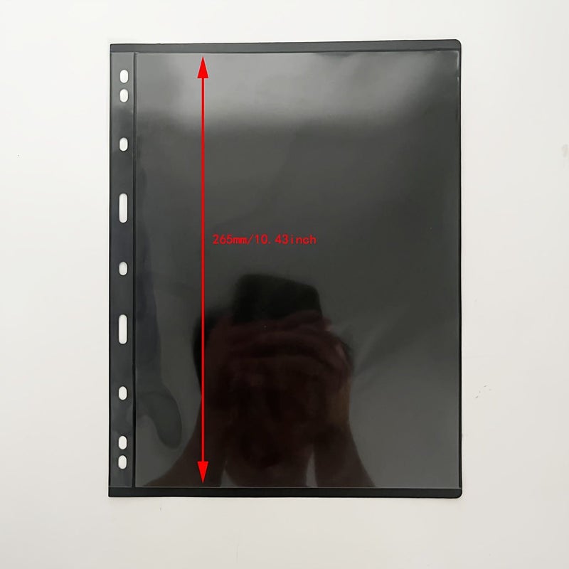 7 Lines 10 PCS Black Stamp Collecting Page Philatelic Protective Sheets Bag Plastic for Ring Binder - Image 4