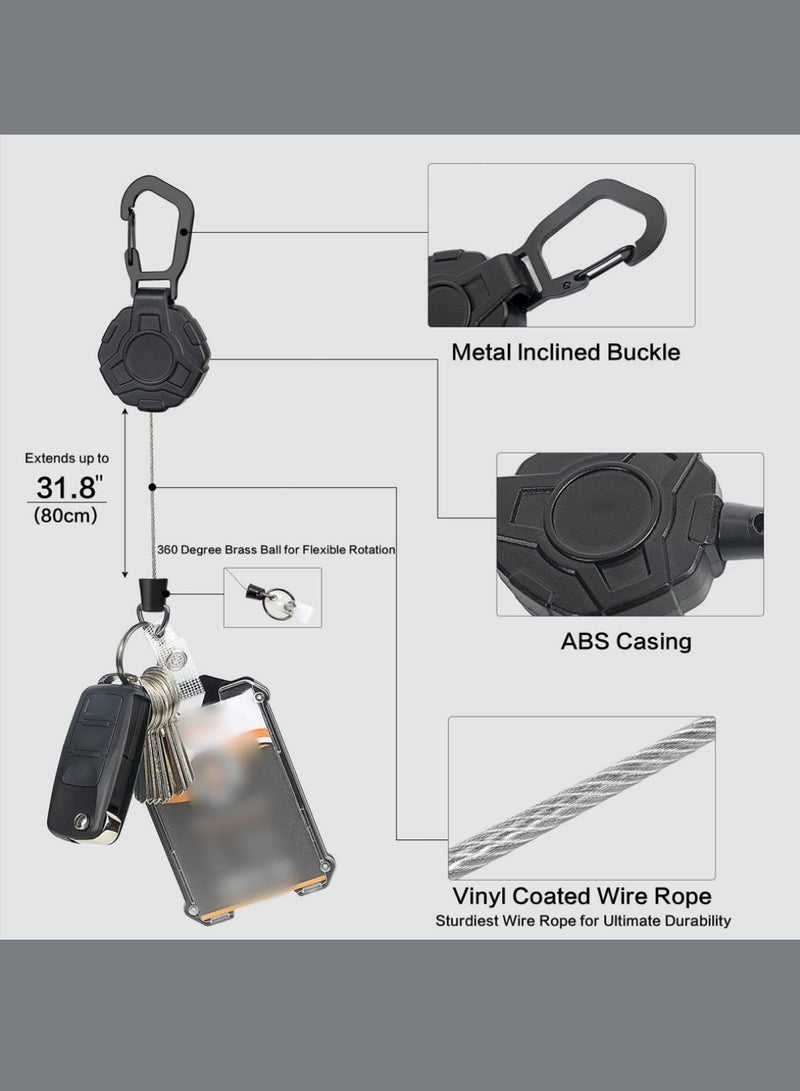 ممون حامل شارة مع مشبك قابل للسحب حلقة تسلق شديدة التحمل، سلسلة مفاتيح بكرة شارة مع حامل بطاقات هوية بحبل، حامل بطاقات هوية تكتيكي رائع - Image 3